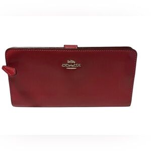 Coach Burgundy/ Red Leather Wallet guc